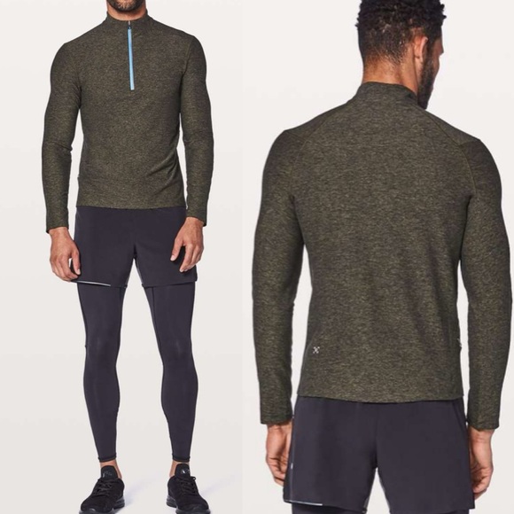 lululemon athletica Other - Lululemon Men’s Surge Warm 1/2 Zip Heathered Utilitarian / Black Long Sleeve